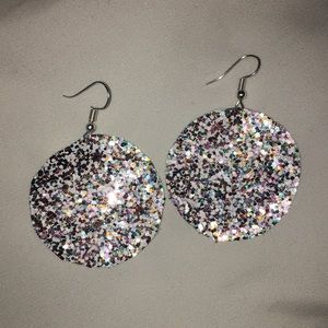 Sparkly faux leather earrings